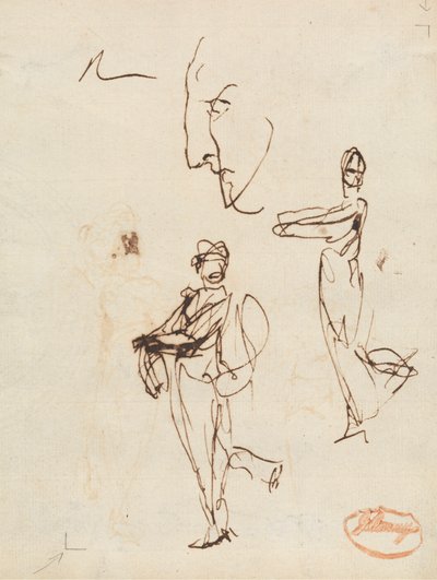 Estudio de dos figuras y un rostro de George Romney