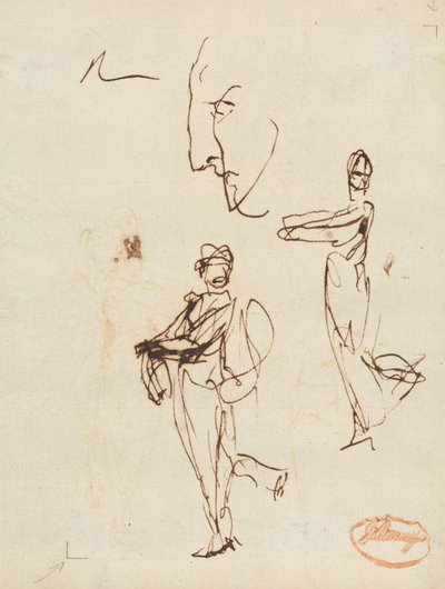 Estudio de dos figuras y un rostro de George Romney