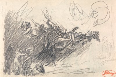Las tres gracias y los demonios burlándose de Cristo por "La tentación de Cristo" de George Romney