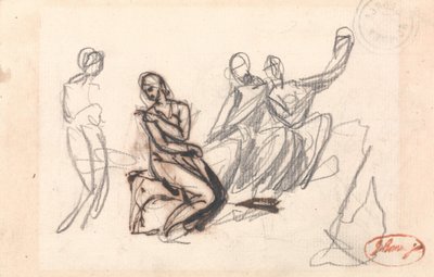 Tres figuras sentadas y una de pie de George Romney