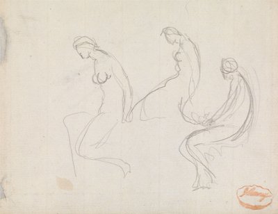 Tres estudios de una mujer sentada de George Romney