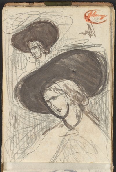 Dos bocetos de una dama con sombrero de George Romney