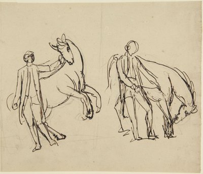 Dos bocetos para un retrato de un hombre con un caballo de George Romney