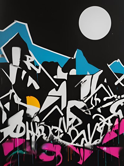Metrópolis iluminada por la luna, siglo XXI (pintura) de George Rosaly
