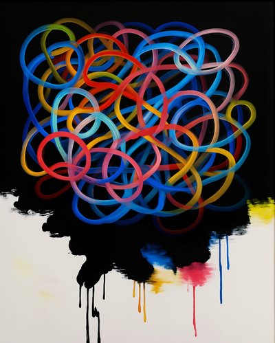 Tangled Harmony, 2025 (acrílico sobre lienzo) de George Rosaly