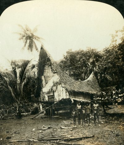 Una cabaña nativa, Sariba, Nueva Guinea Británica, c. 1909 de George Rose