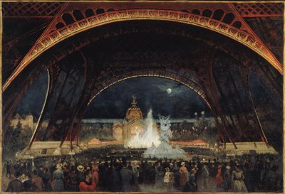 Fiesta nocturna en la Exposición Universal de 1889, bajo la Torre Eiffel, hacia 1889 (óleo sobre lienzo) de George Roux