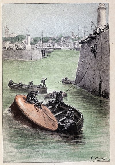 Se estableció comunicación telefónica con la costa americana (página 166) en “La Isla de Hélice” de Jules Verne de George Roux