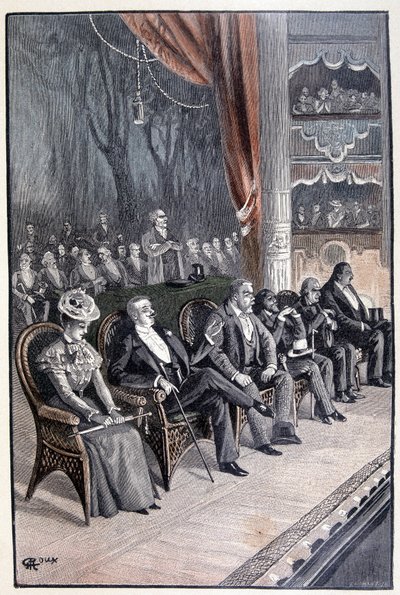 Los seis en una sola línea, cerca de la rampa (página 61) en “Testamento de un excéntrico” de Jules Verne de George Roux