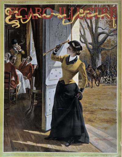 Mujer en traje de caza - en "Figaro Illustrated" de octubre de 1895 de George Roux