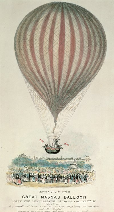 Ascenso del Gran Globo Nassau, Jardines de Montpellier, 3 de julio de 1837 de George Rowe