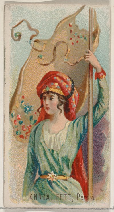 Fiesta anual, Persia, de la serie Holidays N80 para cigarrillos Duke, 1890 de George S. Harris and Sons