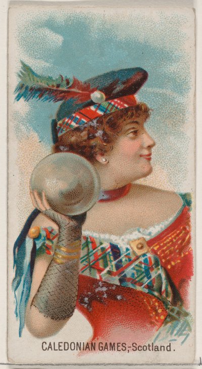 Juegos caledonios, Escocia, de la serie Holidays N80 para cigarrillos Duke, 1890 de George S. Harris and Sons