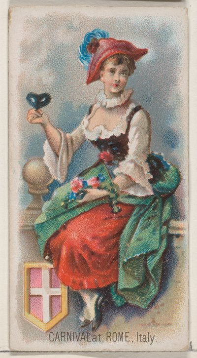 Carnaval en Roma, Italia, de la serie Holidays N80 para cigarrillos marca Duke, 1890 de George S. Harris and Sons