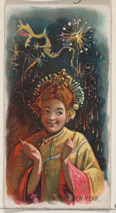 Año Nuevo Chino, de la serie Holidays N80 para cigarrillos de la marca Duke, 1890 de George S. Harris and Sons