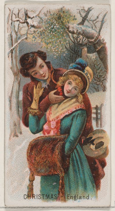 Navidad, Inglaterra, de la serie Holidays N80 para cigarrillos Duke, 1890 de George S. Harris and Sons