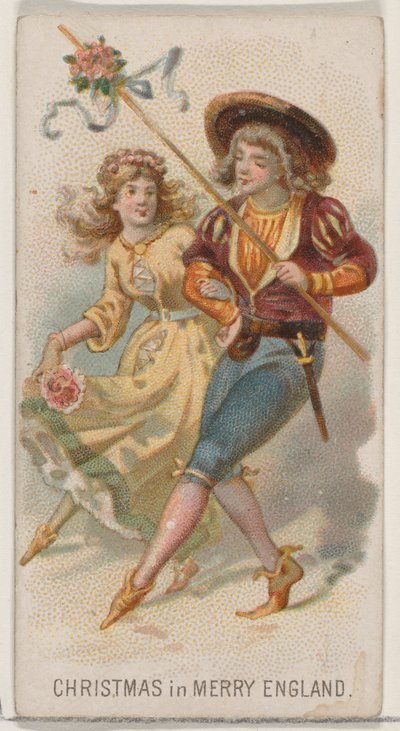 Navidad en la alegre Inglaterra, de la serie de vacaciones N80 para cigarrillos marca Duke, 1890 de George S. Harris and Sons
