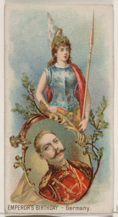 Cumpleaños del Emperador, Alemania, de la serie de Fiestas N80 para cigarrillos de la marca Duke, 1890 de George S. Harris and Sons