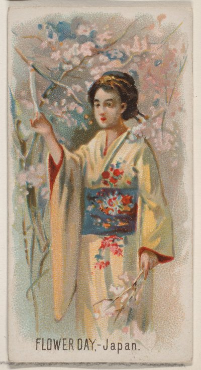 Día de la flor, Japón, de la serie de Fiestas N80 para cigarrillos marca Duke, 1890 de George S. Harris and Sons