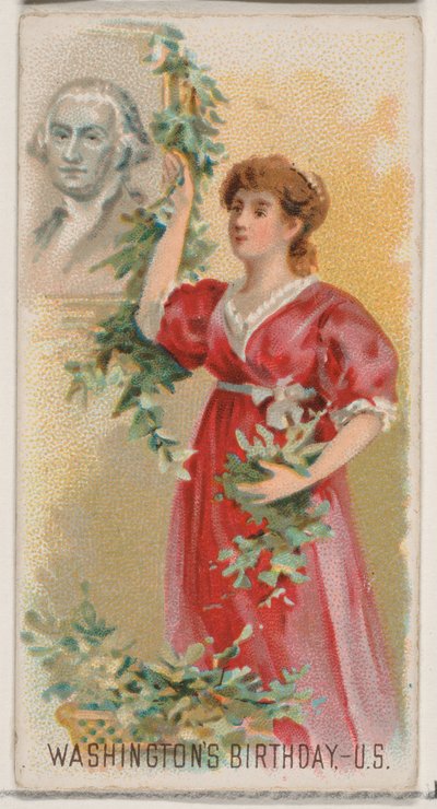 Cumpleaños de George Washington, Estados Unidos, de la serie de Fiestas N80 para la marca Duke..., 1890 de George S. Harris and Sons