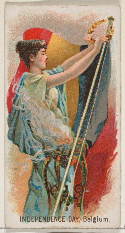 Día de la Independencia, Bélgica, Austria, de la serie de Fiestas N80 para cigarrillos Duke, 1890 de George S. Harris and Sons