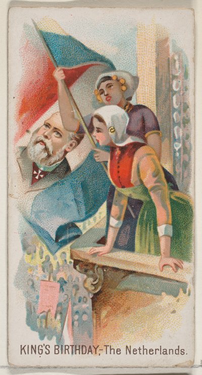 Cumpleaños del Rey, Países Bajos, de la serie Holidays N80 para cigarrillos marca Duke, 1890 de George S. Harris and Sons