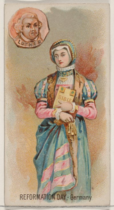 Día de la Reforma, Alemania, de la serie de vacaciones N80 para cigarrillos marca Duke, 1890 de George S. Harris and Sons