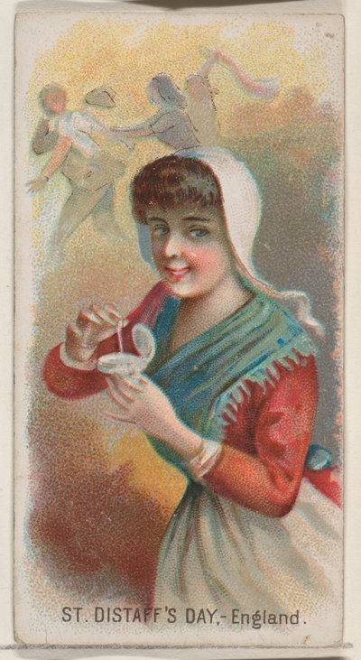 Día de San Distaff, Inglaterra, de la serie de Fiestas N80 para cigarrillos de la marca Duke, 1890 de George S. Harris and Sons