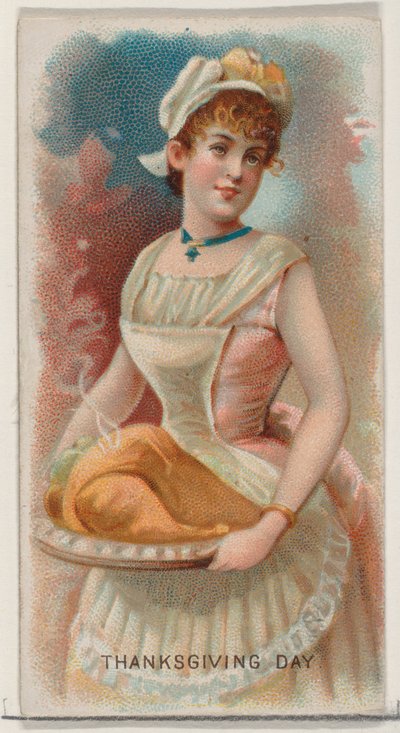 Día de Acción de Gracias, Estados Unidos, de la serie de Fiestas N80 para cigarrillos Duke de George S. Harris and Sons