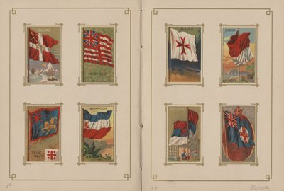 Banderas de todas las naciones y de los estados y territorios de los Estados Unidos de América - Páginas 19 y 20, 1887 de George S. and Sons Harris