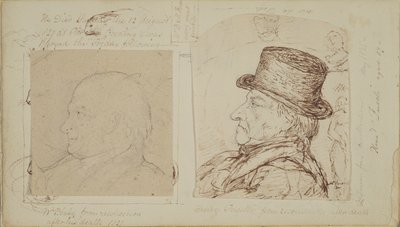 Estudios de conejos con retratos superpuestos de William Blake y Henry Fuseli de George Samuel