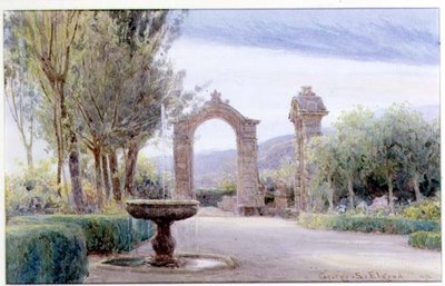 Un Jardín Italiano con una Fuente y Dos Arcos de George Samuel Elgood