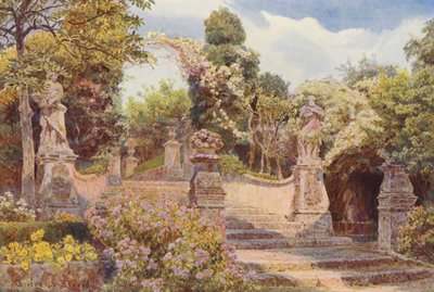 Jardines italianos: Una escalera, Villa Arson (litografía en color) de George Samuel Elgood