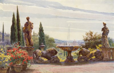 Jardines de Italia: Florencia desde la Villa Palmieri (litografía en color) de George Samuel Elgood