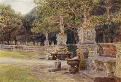 Jardines de Italia: Patio de Villa Borghese (litografía en color) de George Samuel Elgood