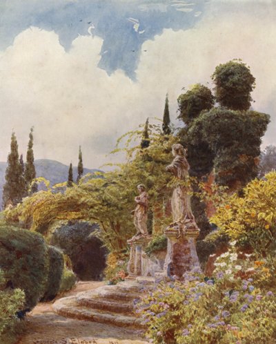 Jardines de Italia: Portal, Villa Arson (litografía en color) de George Samuel Elgood