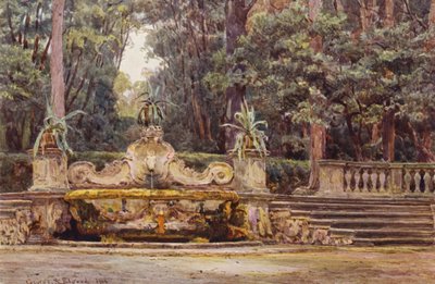 Jardines italianos: En el Bosco, Villa Corsini (litografía en color) de George Samuel Elgood