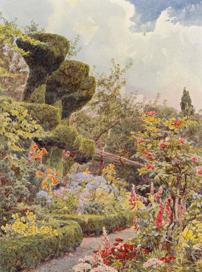 Jardines italianos: La Badia, El jardín del monasterio (litografía en color) de George Samuel Elgood