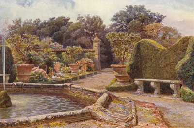 Jardines italianos: La Fuente, Villa di Caniparola (litografía en color) de George Samuel Elgood