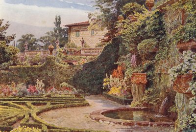 Jardines de Italia: El Palacio desde el Parterre, Villa Palmieri (litografía en color) de George Samuel Elgood
