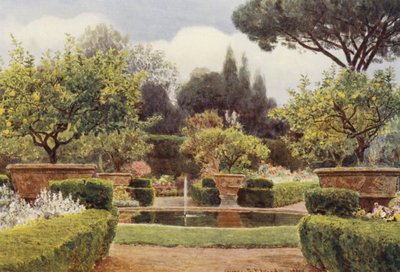 Jardines italianos: El Parterre, Villa Colonna (litografía en color) de George Samuel Elgood