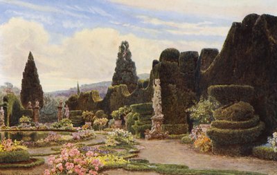 Jardines italianos: El Parterre, Villa Garzoni (litografía en color) de George Samuel Elgood