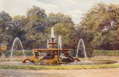 Jardines de Italia: Villa Borghese, La fuente del caballo de mar (litografía en color) de George Samuel Elgood