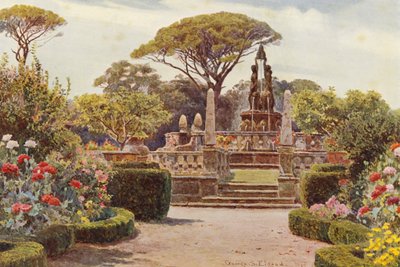 Jardines italianos: Villa Lante en Bagnaja (litografía en color) de George Samuel Elgood