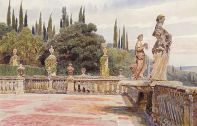 Jardines italianos: Villa Palmieri, Flora y Pomona (litografía en color) de George Samuel Elgood