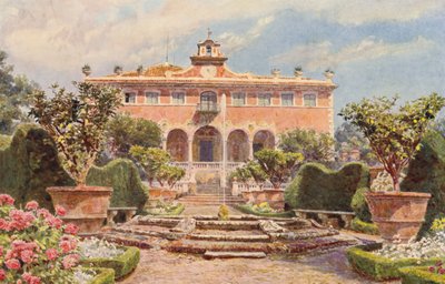 Jardines de Italia: Villa di Caniparola (litografía en color) de George Samuel Elgood