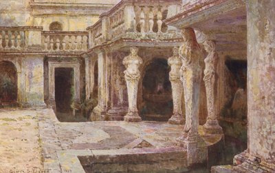 Jardines de Italia: Villa di Papa Giulio (litografía en color) de George Samuel Elgood