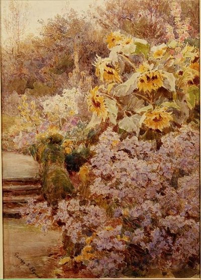 Girasoles en un Jardín de Hierbas de George Samuel Elgood