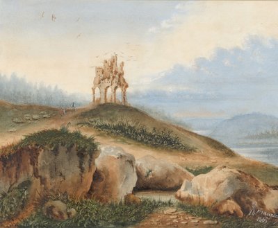 Paisaje con un castillo fantástico, 1865 de George Sand