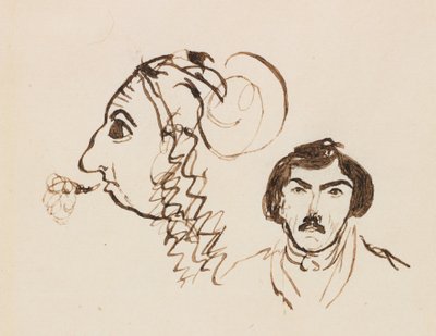 Autorretrato con retrato de Delacroix, c. 1845 de George Sand